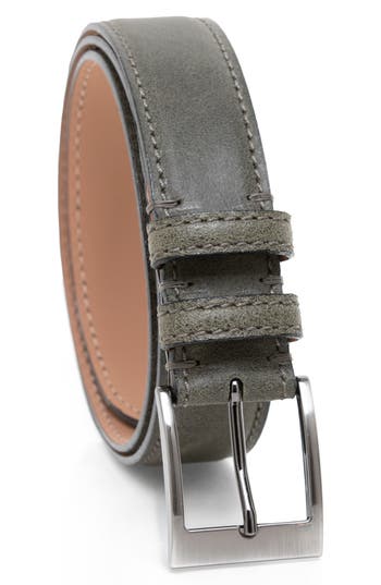 Made In Italy Waxed Leather Belt In Green