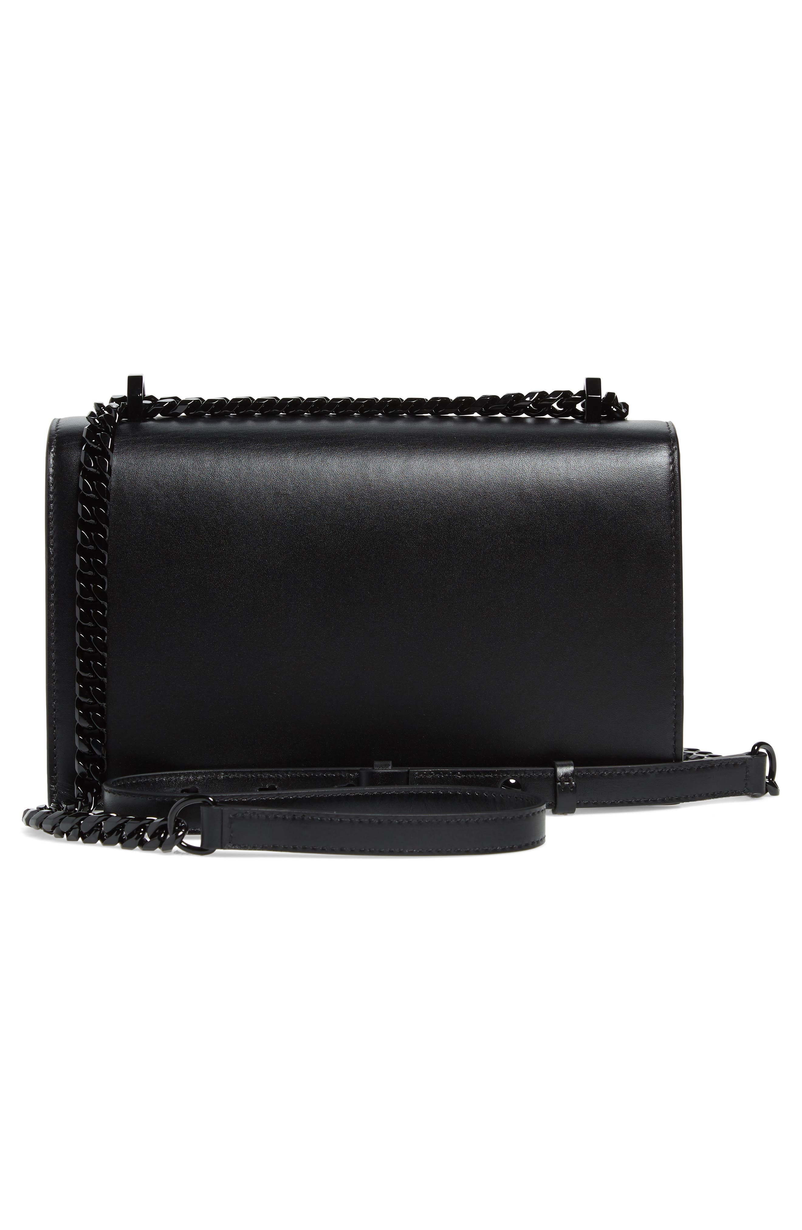 McQueen Alexander McQueen Blackout Leather Crossbody Knuckle Bag, Alternate, color, Black