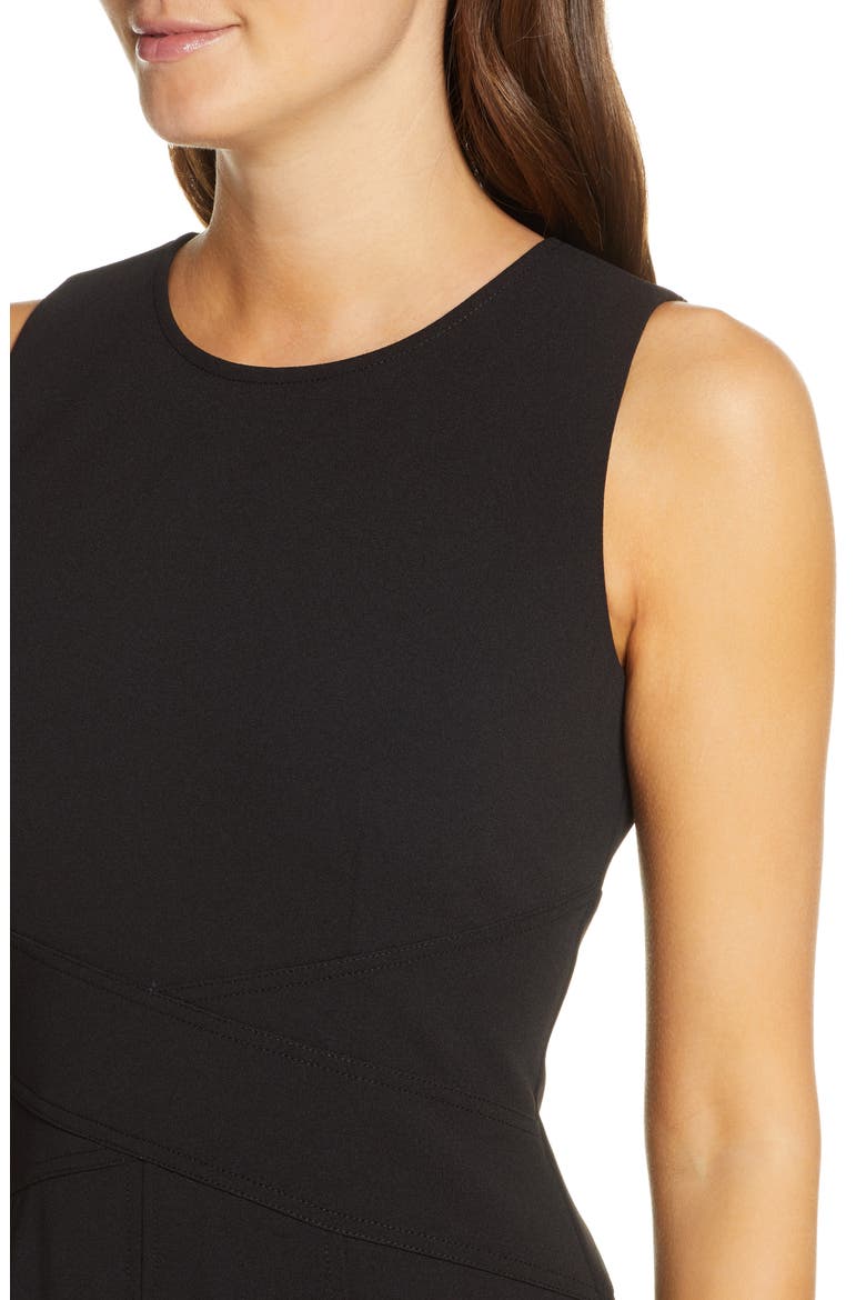 Sleeveless Crepe Sheath Dress, Alternate, color, BLACK