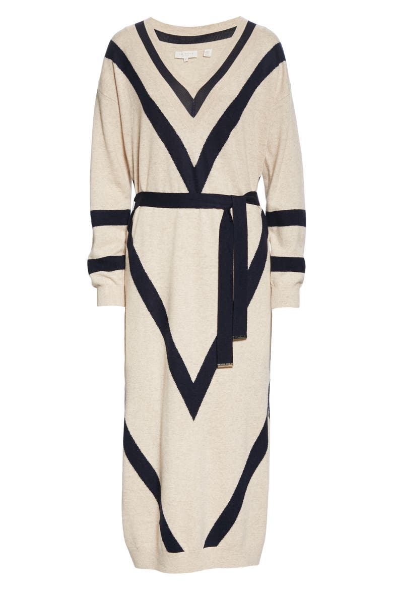 Bertta Long Sleeve Wool Blend Midi Sweater Dress, Alternate, color, NATURAL