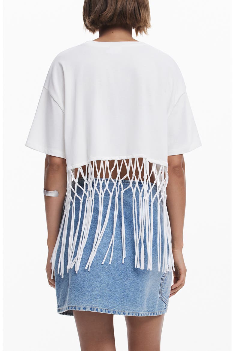 Braided Fringe Crop Graphic T-Shirt, Alternate, color, WHITE MULTI
