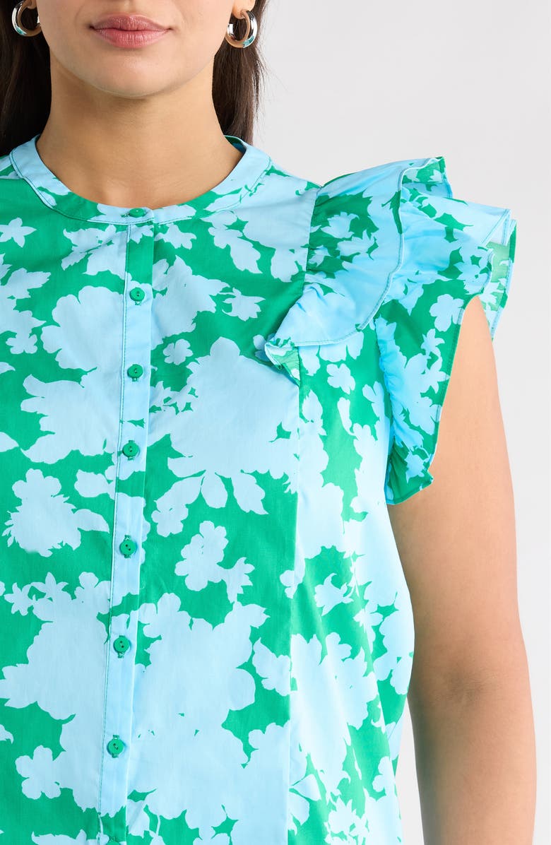 SUGARLIPS Riona Floral Sammi Cotton Button-Up Top, Alternate, color, Blue-Kelly