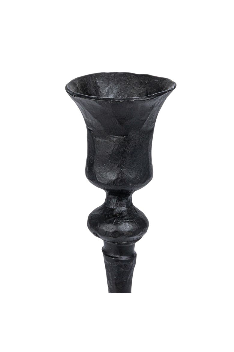 Tall Decorative Hand-Forged Metal Taper Holder, Black, Alternate, color, Black