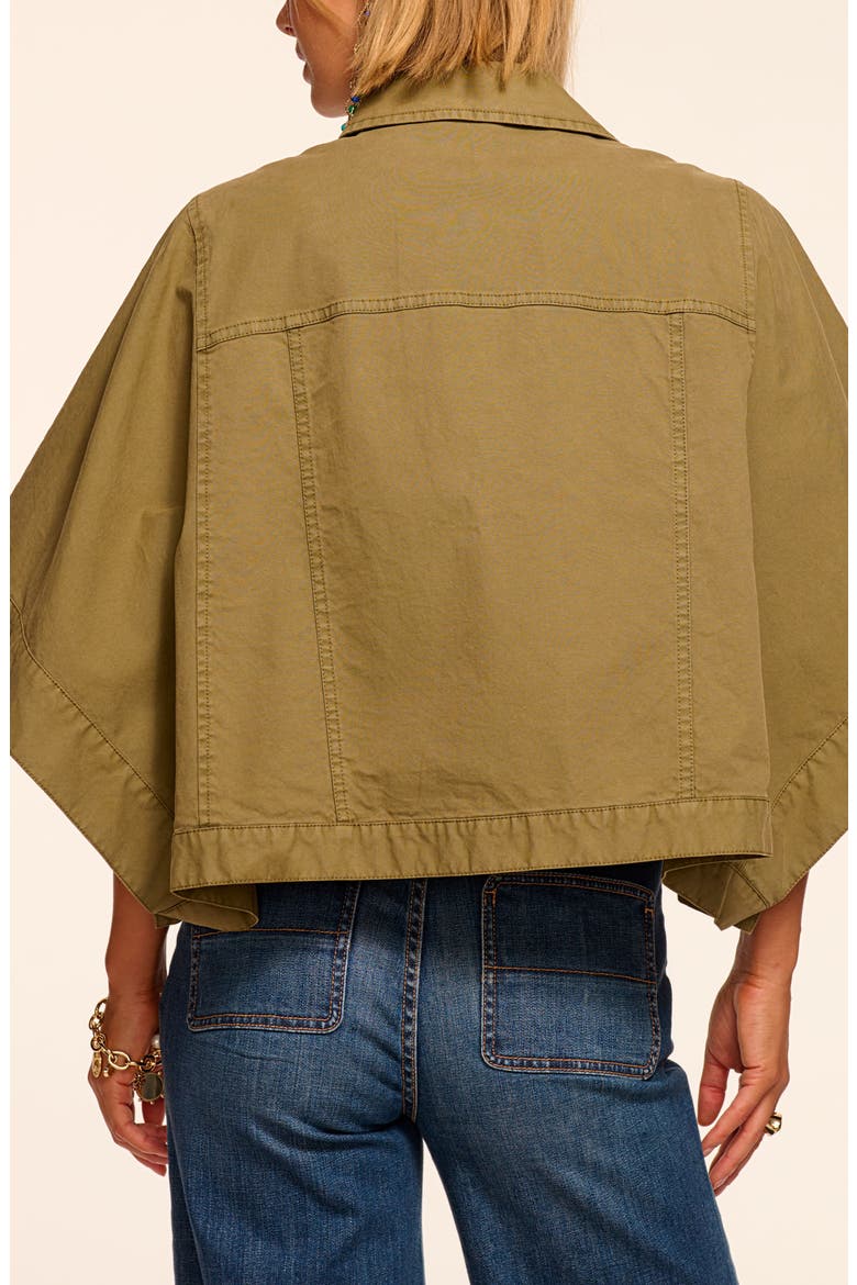Beatrice Crop Cotton Stretch Canvas Cape, Alternate, color, SAFARI GREEN