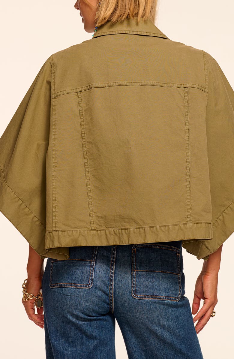 Ramy Brook Beatrice Crop Cotton Stretch Canvas Cape, Alternate, color, Safari Green
