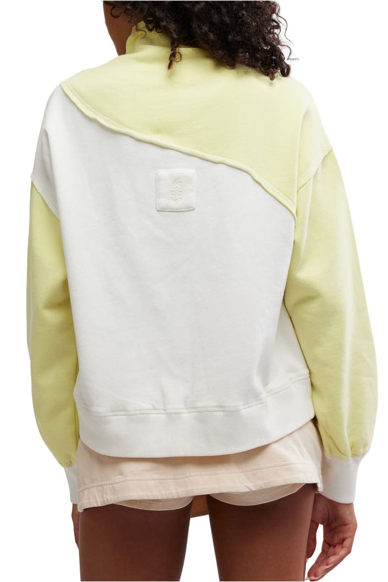 FP Movement Homestretch Colorblock Tie Neck Sweatshirt, Alternate, color, SOUR CITRUS COMBO