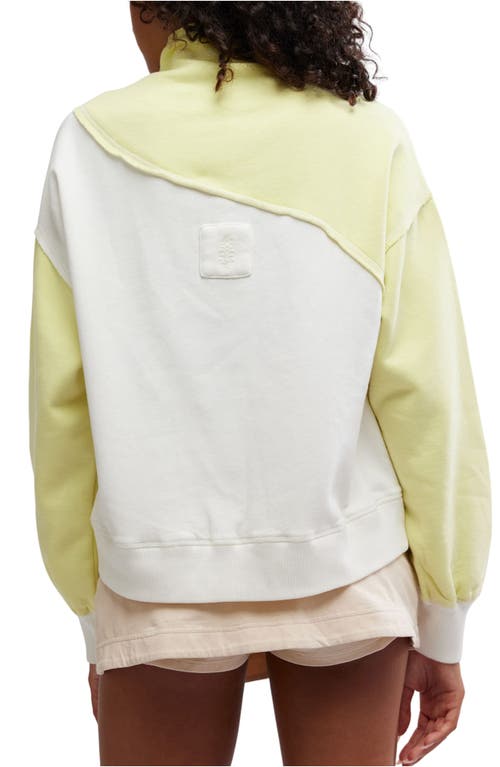 Shop Free People Homestretch Colorblock Tie Neck Sweatshirt In Sour Citrus Combo