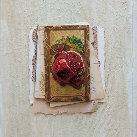 Glass Pomegranate Ornament with Beaded Accents