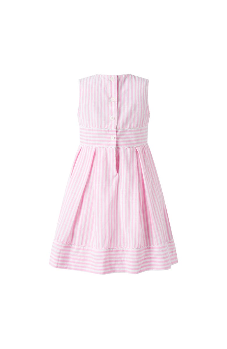 Rachel Riley Pastel Oxford Pleated Stripe Dress, Alternate, color, Pink
