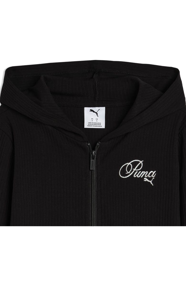 PUMA Kids' Bow Society Ribbed Stretch Cotton Hoodie, Alternate, color, Puma Black