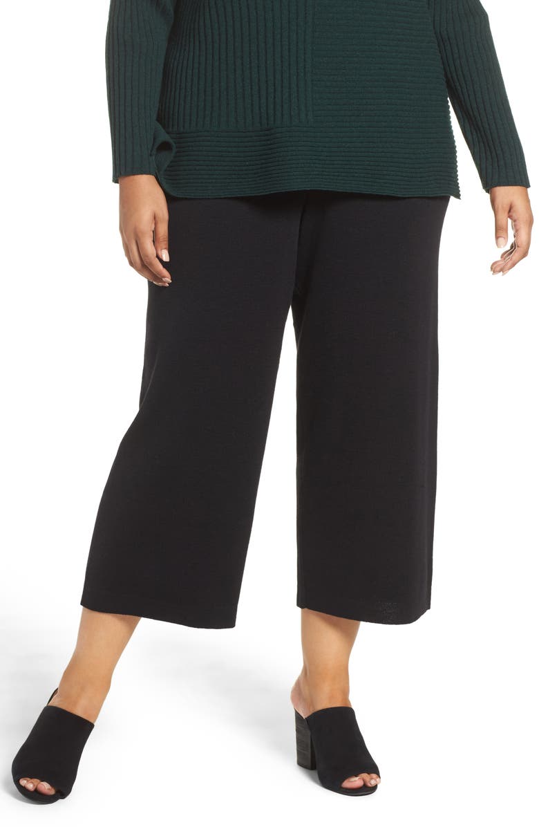 Eileen Fisher Wide Leg Crop Wool Pants, Main, color,
