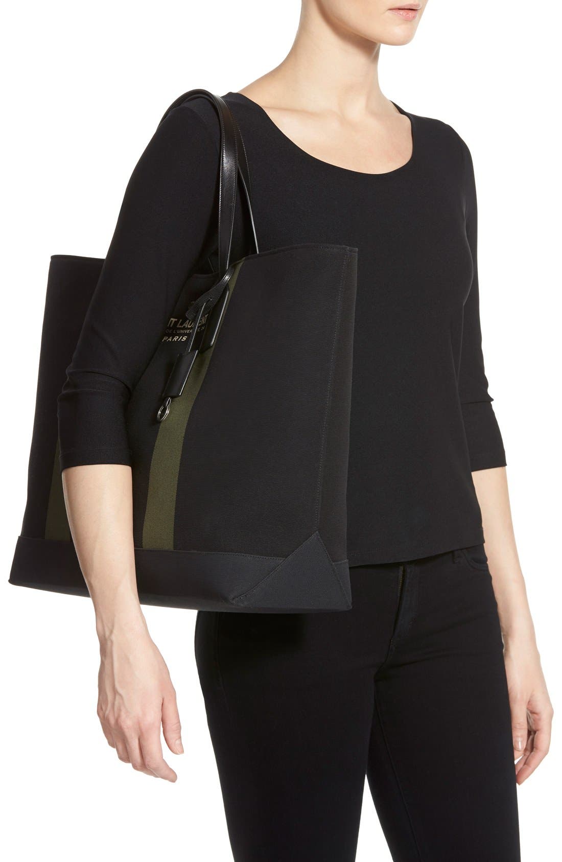 Saint Laurent 'Beach' Canvas Tote, Alternate, color, 