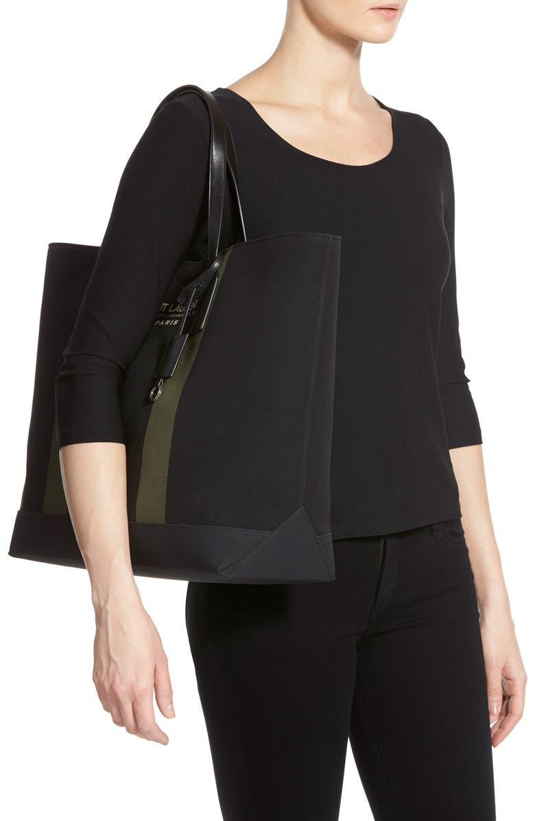 Saint Laurent 'Beach' Canvas Tote, Alternate, color,