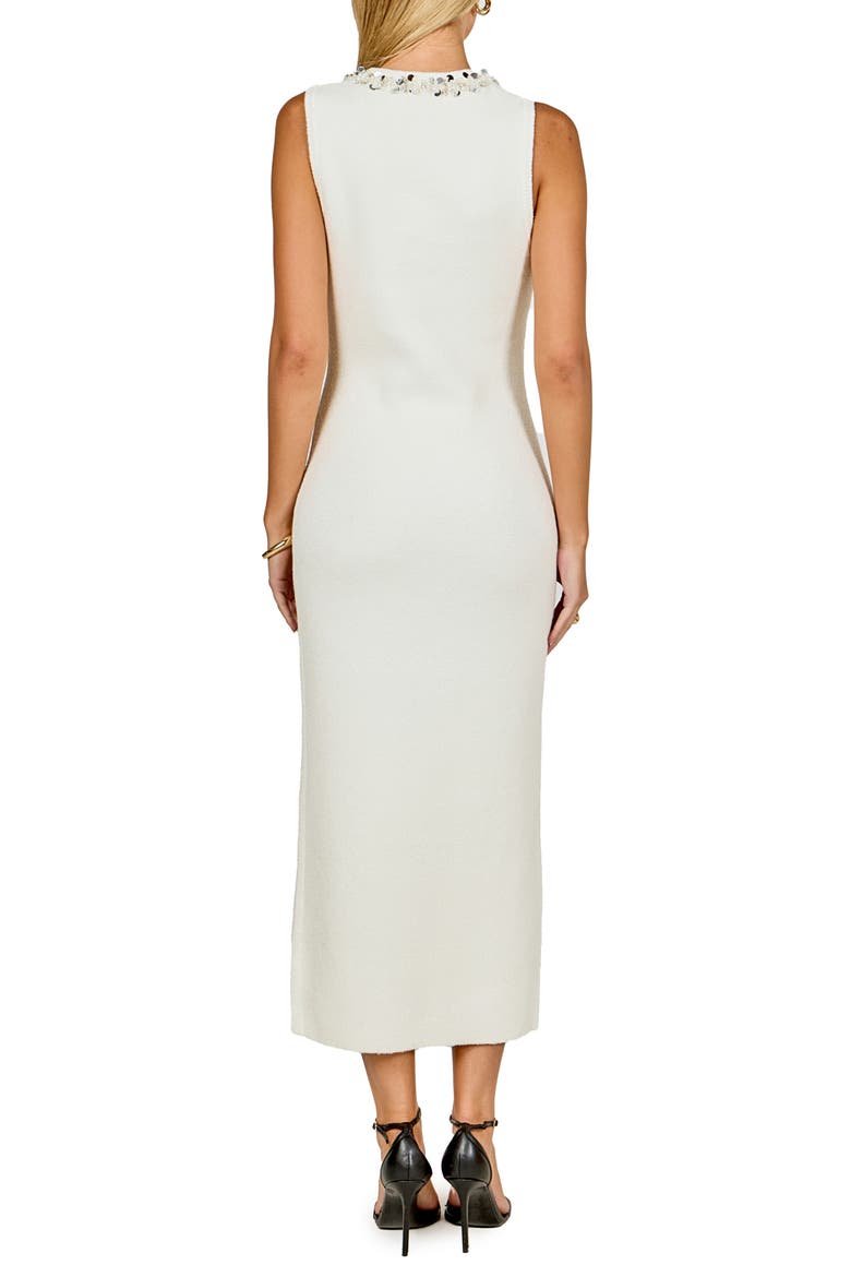 Crystal Detail Bouclé Knit Dress, Alternate, color, IVORY