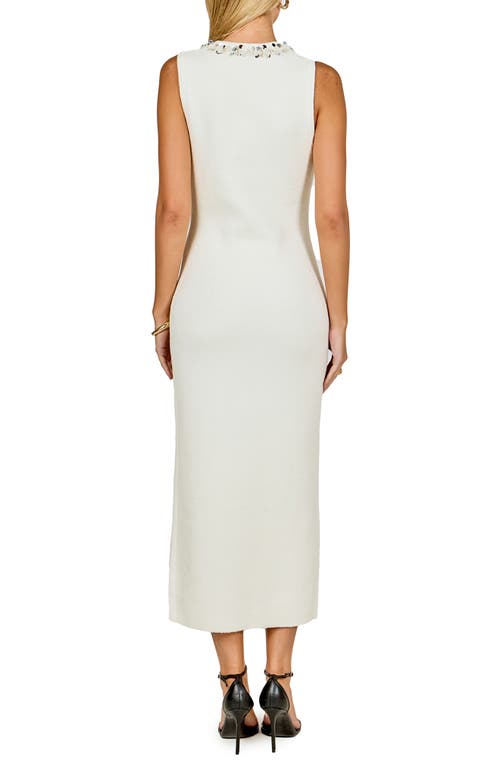 Endless Rose Crystal Detail Bouclé Knit Dress In White