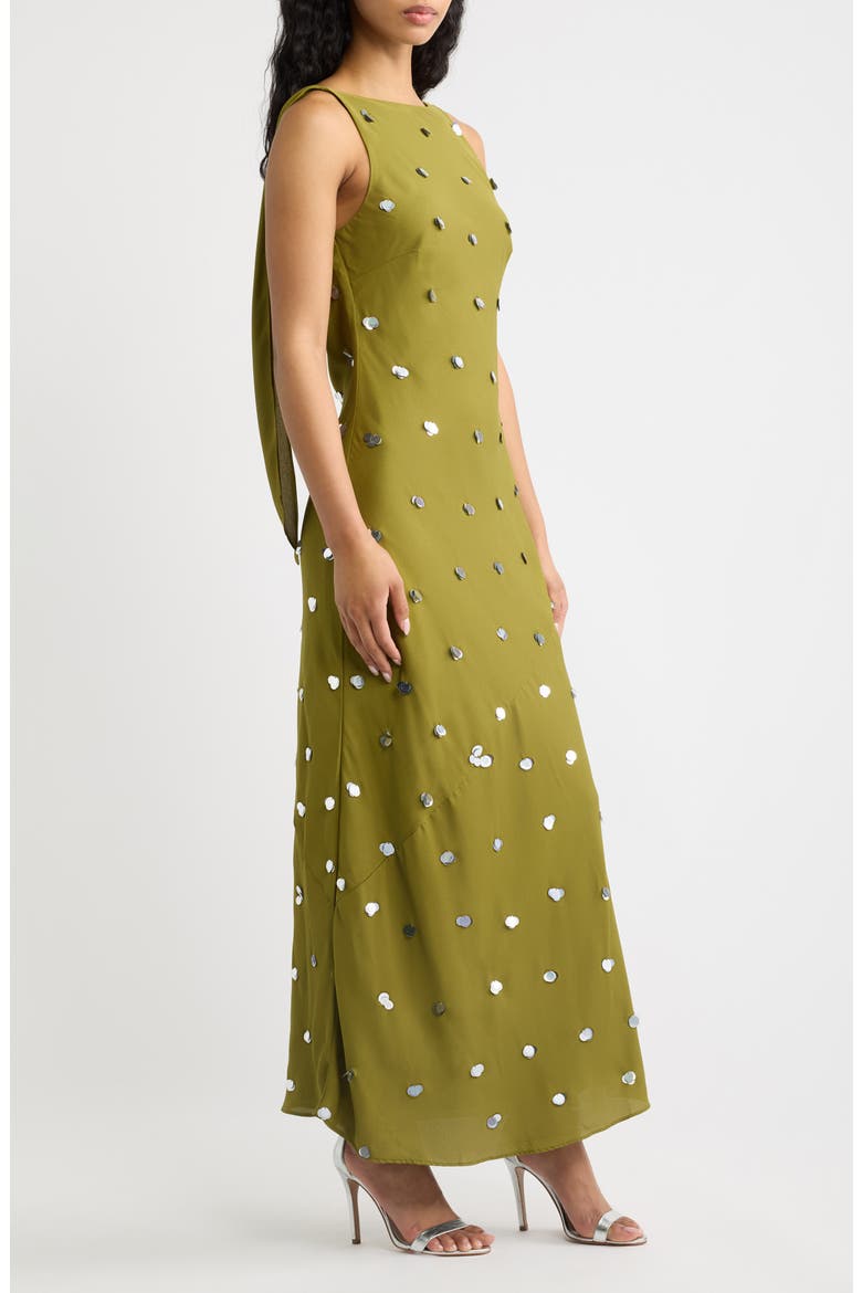 Elina Embellished Cocktail Dress, Alternate, color, PISTACHIO AND SILVER