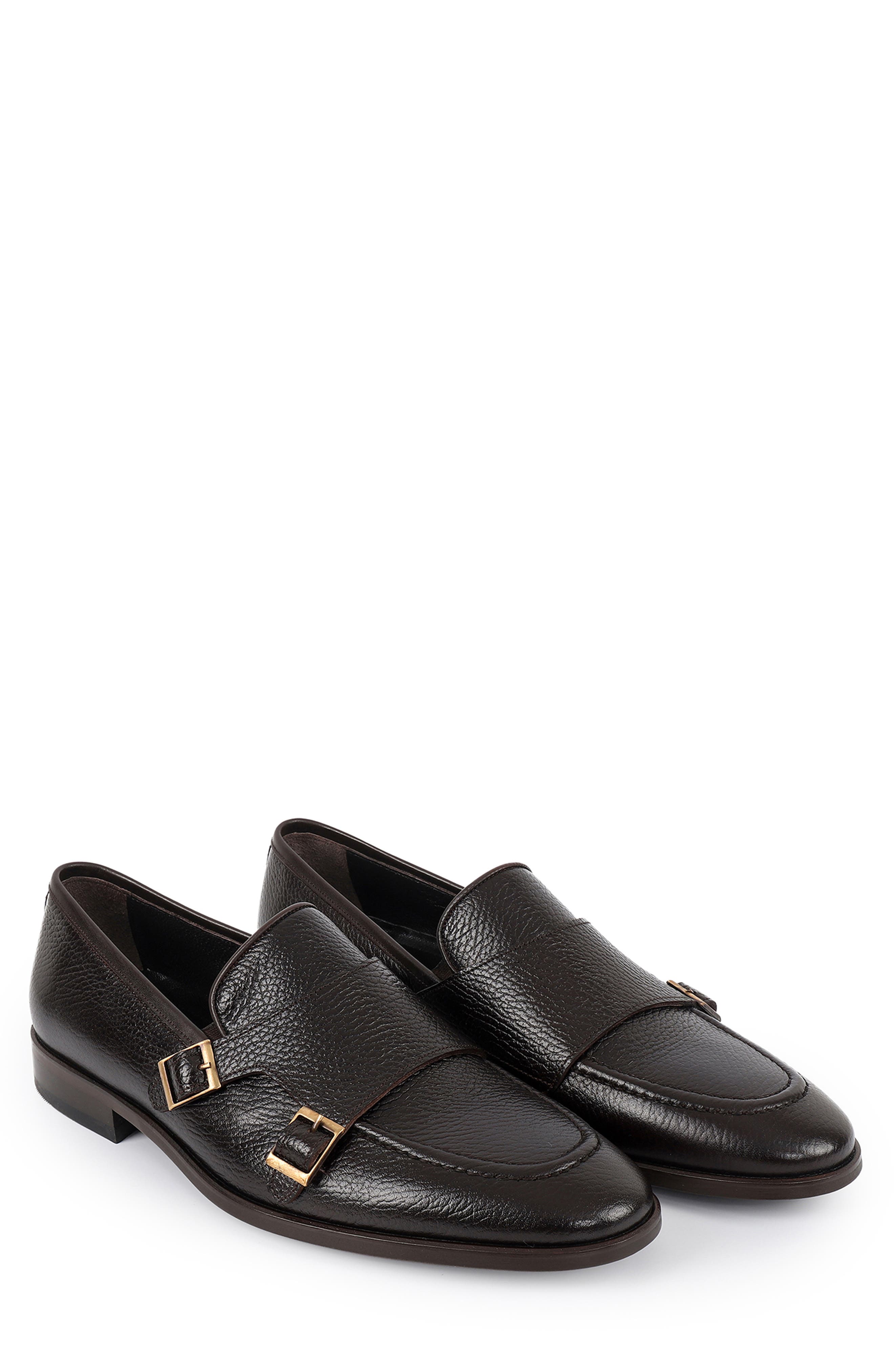 Ledonia Double Monk Strap Loafer, Alternate, color, DARK BROWN