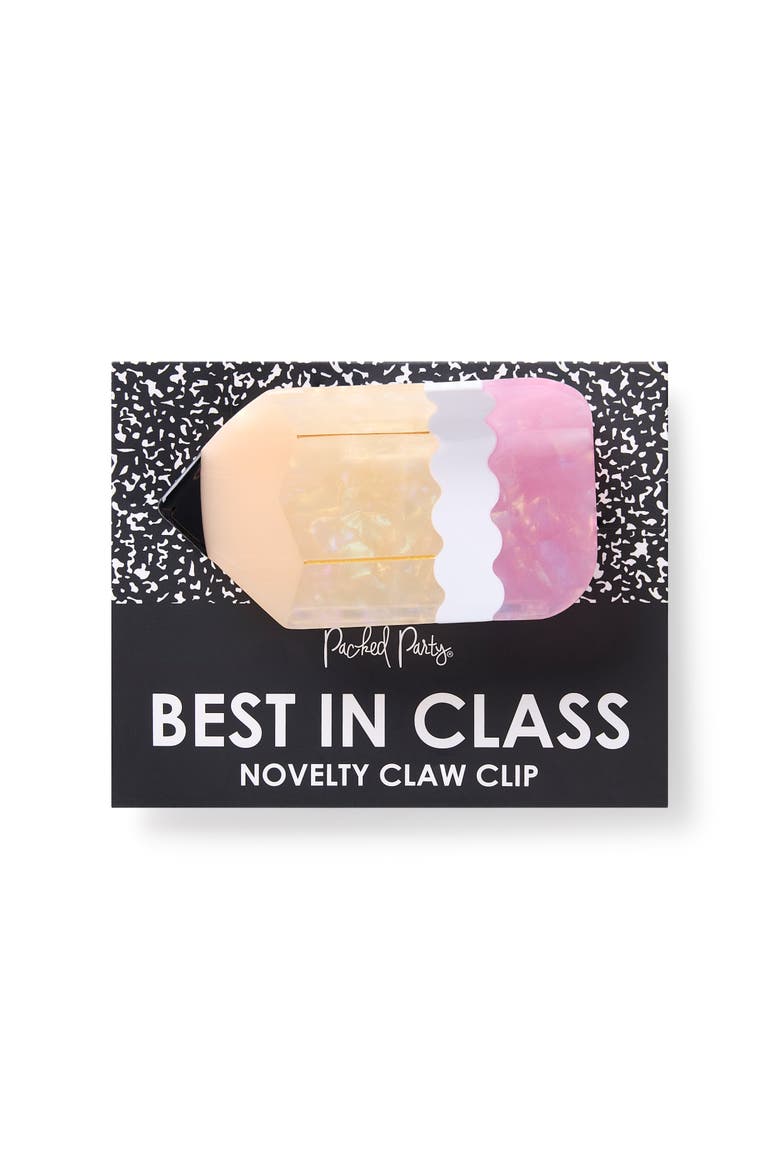 Best in Class Pencil Novelty Hair Claw Clip - Pearlized Glossy Pencil-Shaped Hair Accessory for Students and Teachers, 2.25x3.75 Inch, Alternate, color, Multicolor