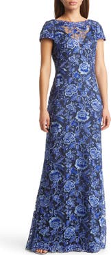 Tadashi Shoji Embroidered Lace Evening Gown