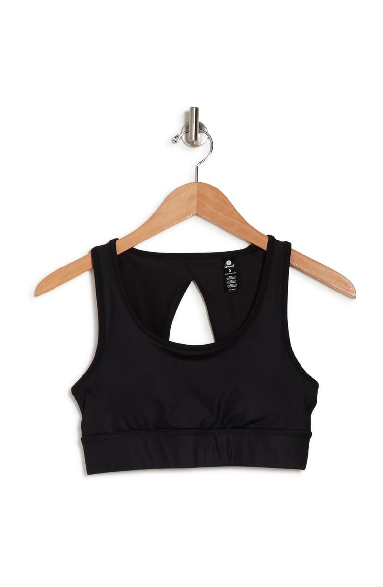 90 DEGREE BY REFLEX Shiny Rib Sports Bra w/ Open Back, Alternate, color,