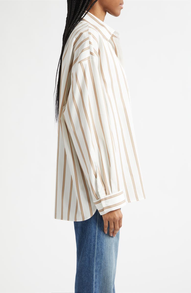 TWP Something Borrowed Stripe Cotton Button-Up Shirt, Alternate, color, White / Khaki