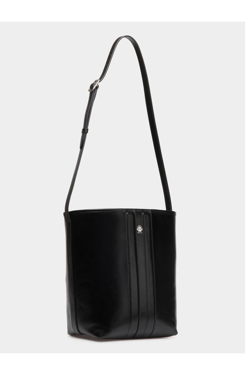 Bally Signature Bucket Bag in Buffalo Leather, Alternate, color, Black+Palladio
