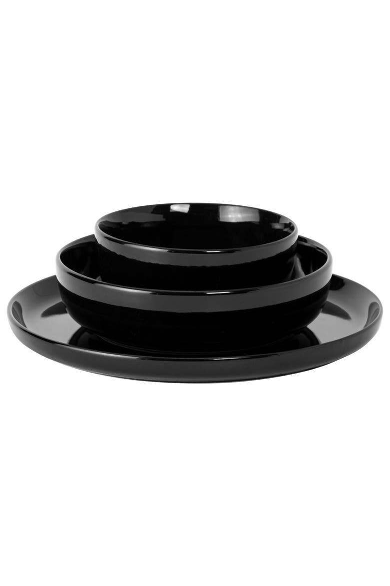 Oslo 12 Piece Porcelain Dinnerware Set, Alternate, color, Black
