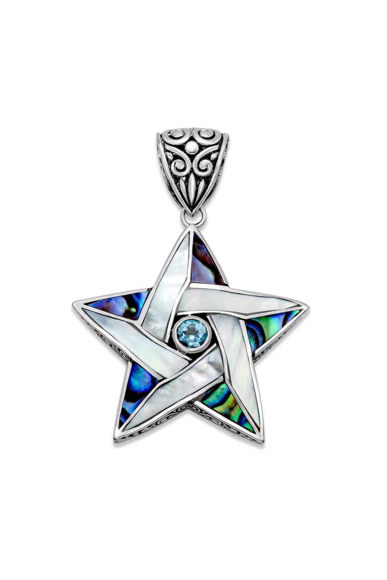 Blue Topaz Star Pendant, Main, color, BLUE/ GREEN
