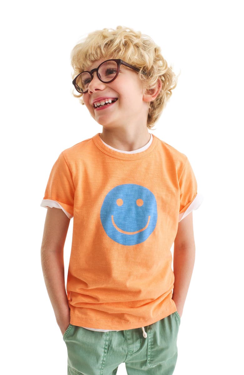 Primary Kids Happy Face Tee, Alternate, color, Goldfish Happy Face