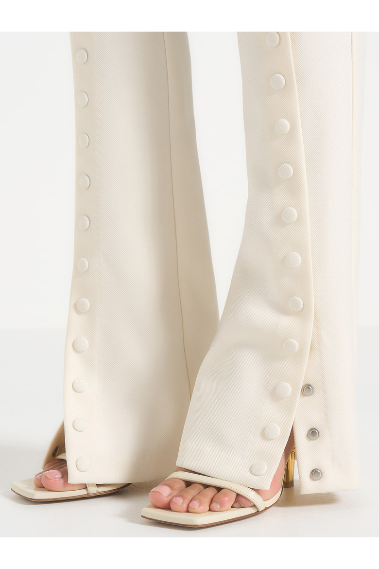 Therese Tailored Button Detail Trousers, Alternate, color, Off White