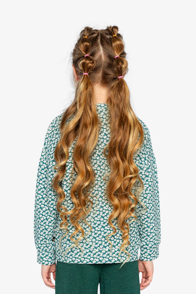 Jersey Daisy Embroidery Sweater Fit Long Sleeve T-Shirt, Alternate, color, Green Floral Print