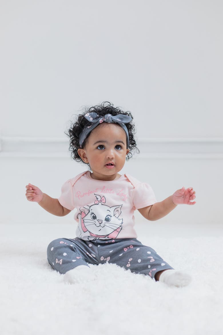The Aristocats Marie Bodysuit and Pants Set, Alternate, color, Marie Pink Grey