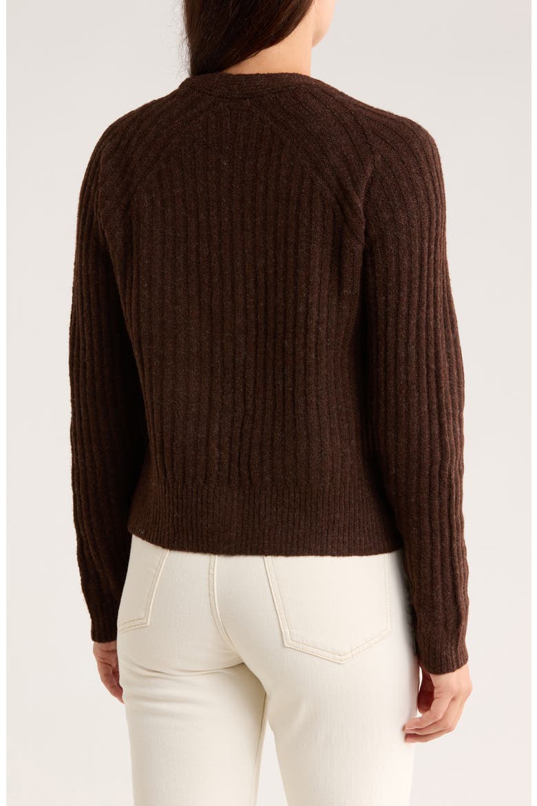 V-Neck Button Front Crop Cardigan, Alternate, color, CHOCOLATE