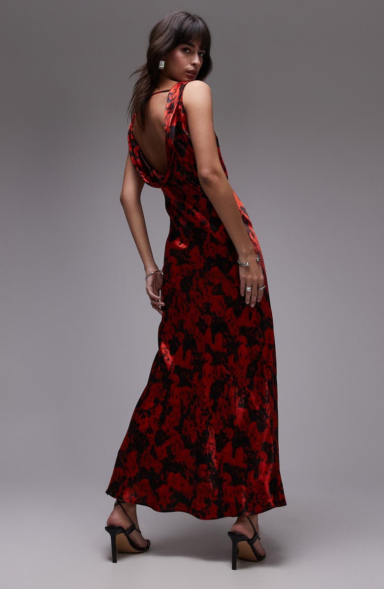 Topshop Floral Cowl Neck Satin Maxi Dress | Nordstromrack