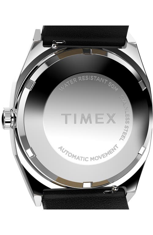 Timex ® Automatic 1983 E-line Reissue Leather Strap Watch, 34mm In Black