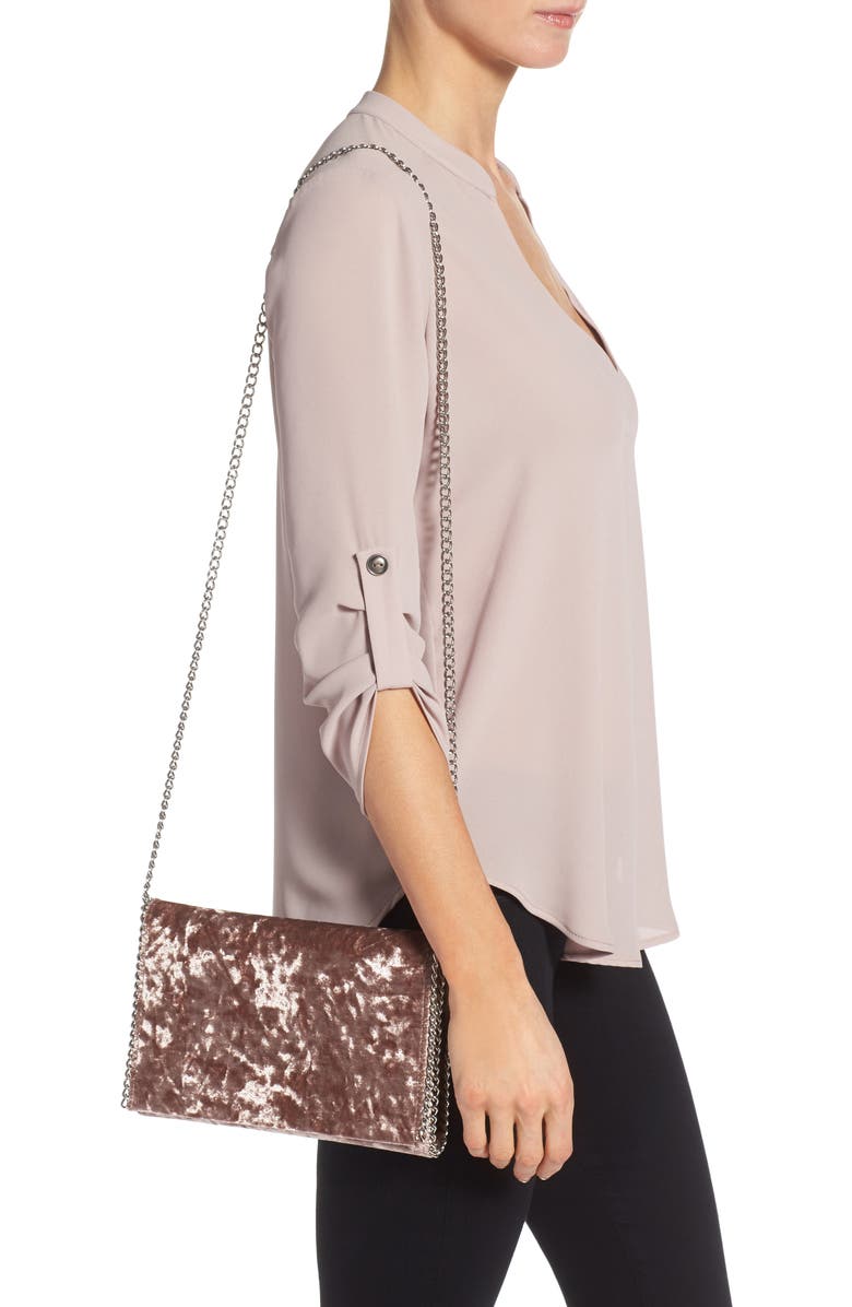 Chelsea28 Velvet & Chain Clutch, Alternate, color,