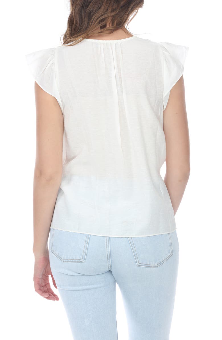 RAIN AND ROSE Embroidered Flutter Sleeve Top, Alternate, color, White