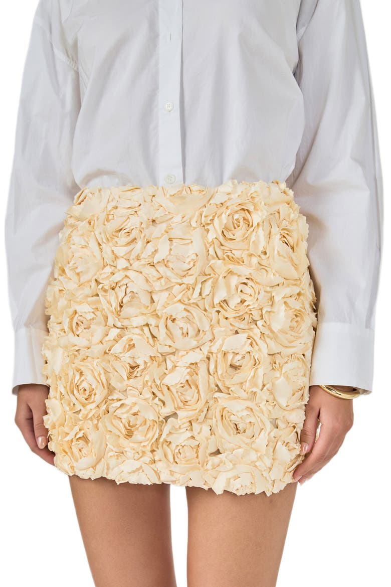 3-D Rose Miniskirt, Alternate, color, CREAM