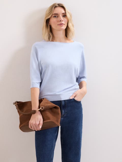 Cristine Batwing Boat-Neck Knit Jumper