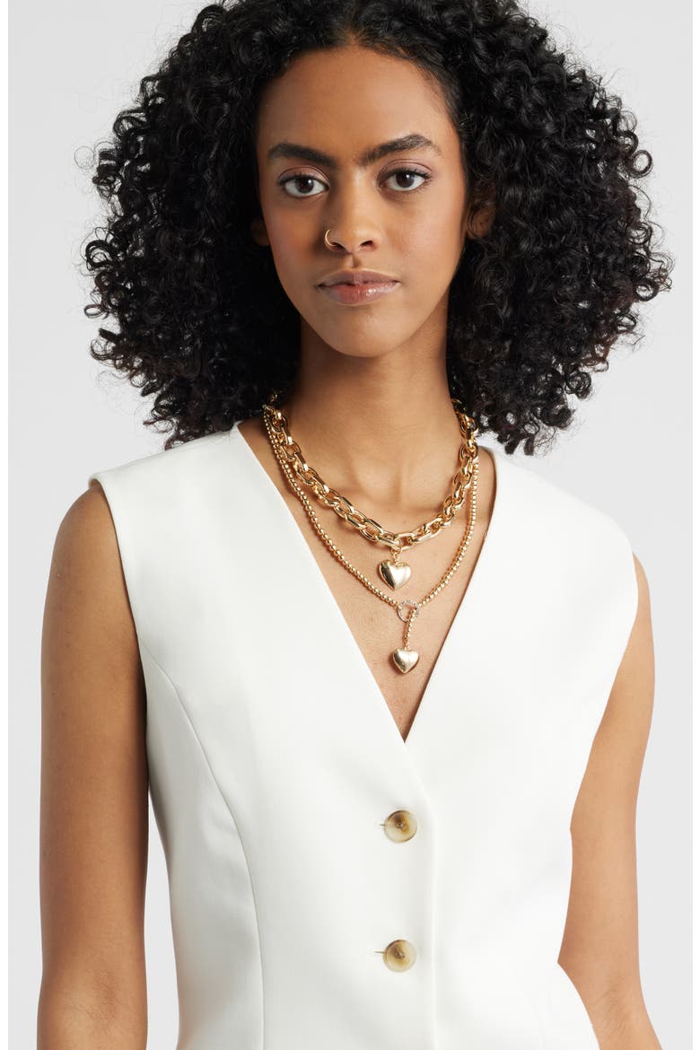 Puffy Heart Pendant Chain Necklace, Alternate, color, GOLD