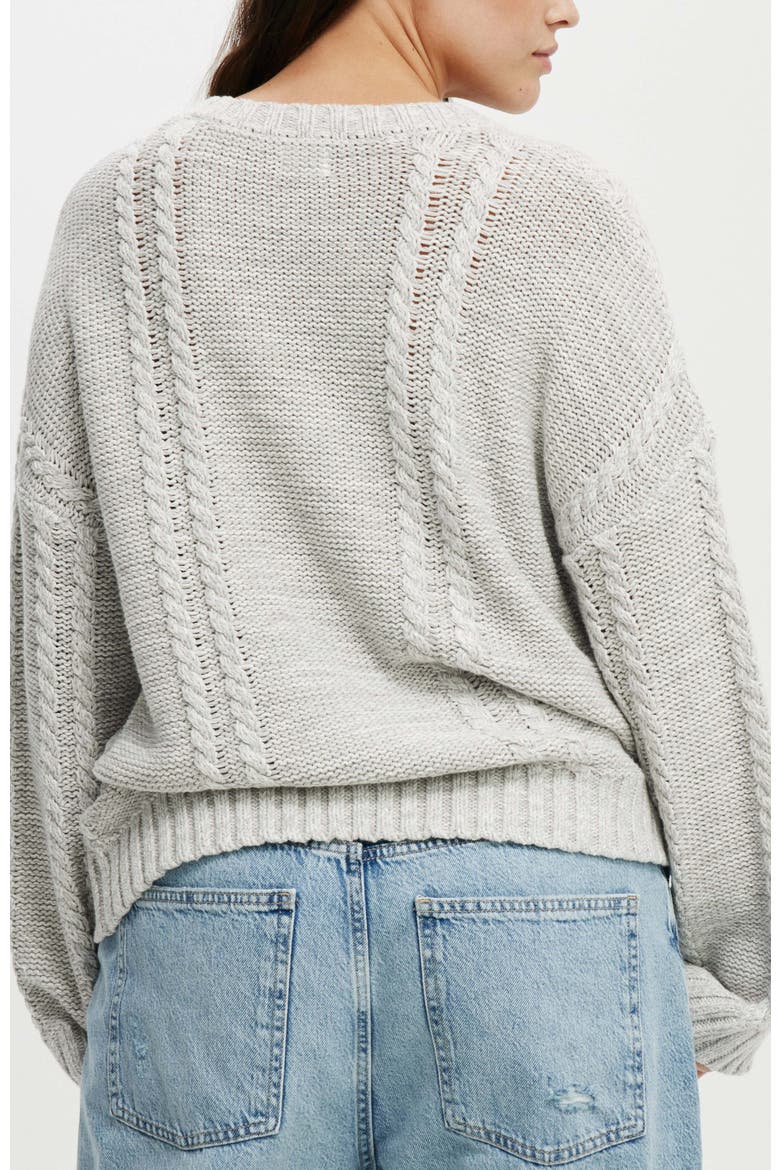 Oversized Cable Sweater, Alternate, color, GREY MARLE