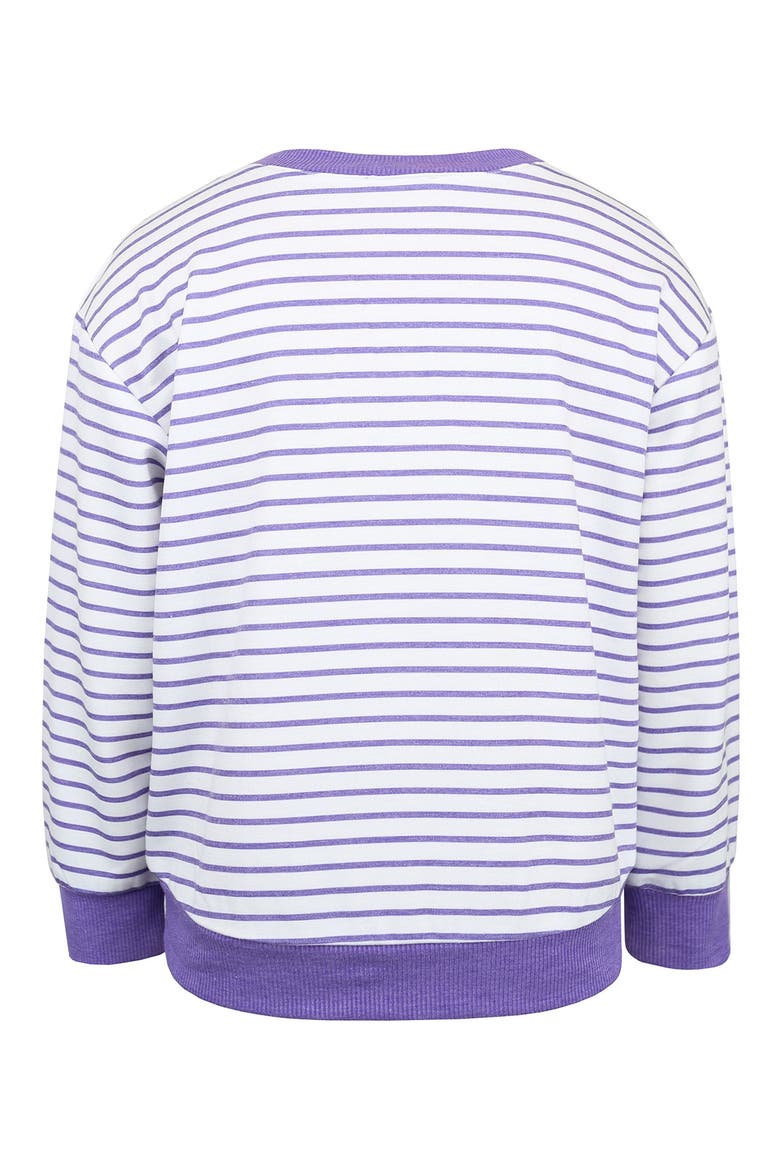 Kids' Sequin Pumpkin Stripe High-Low Sweatshirt, Alternate, color, LILAC/ IVORY