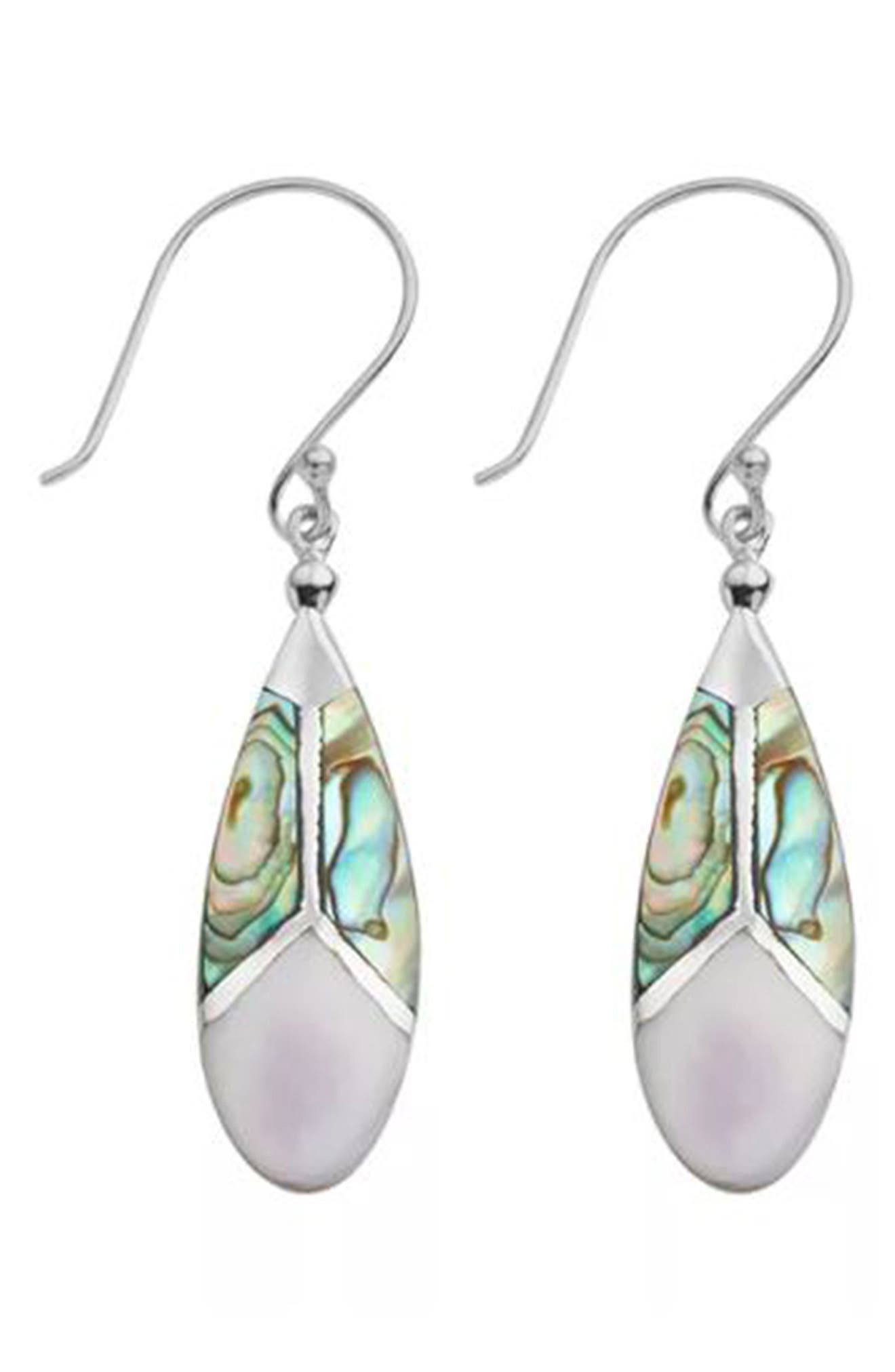 Abalone & Shell Teardrop Drop Earrings