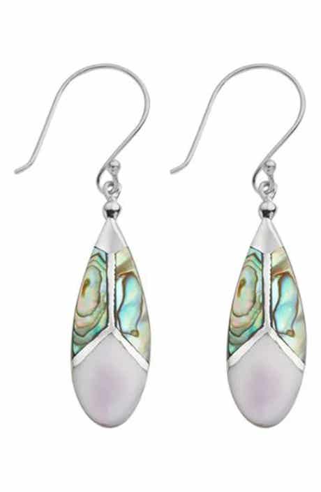 Abalone & Shell Teardrop Drop Earrings