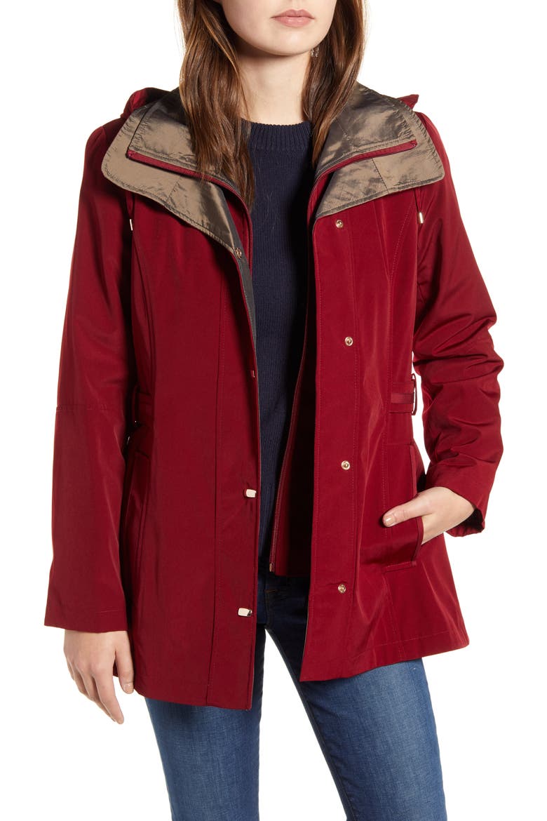 Raincoat with Removable Hood & Liner, Main, color, MERLOT