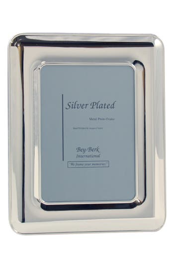 Bey-berk Polished Picture Frame In Silver