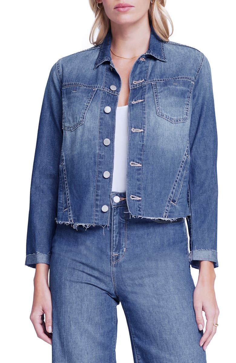 L'AGENCE Janelle Raw Hem Cotton Denim Jacket, Main, color, 