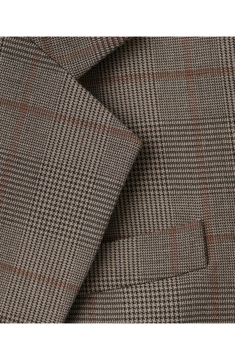 MANGO Check Print One-Button Blazer, Alternate, color, Brown