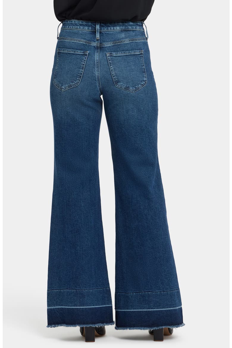 Mia Palazzo High Waist Release Hem Flare Jeans, Alternate, color, DARK LOIRE