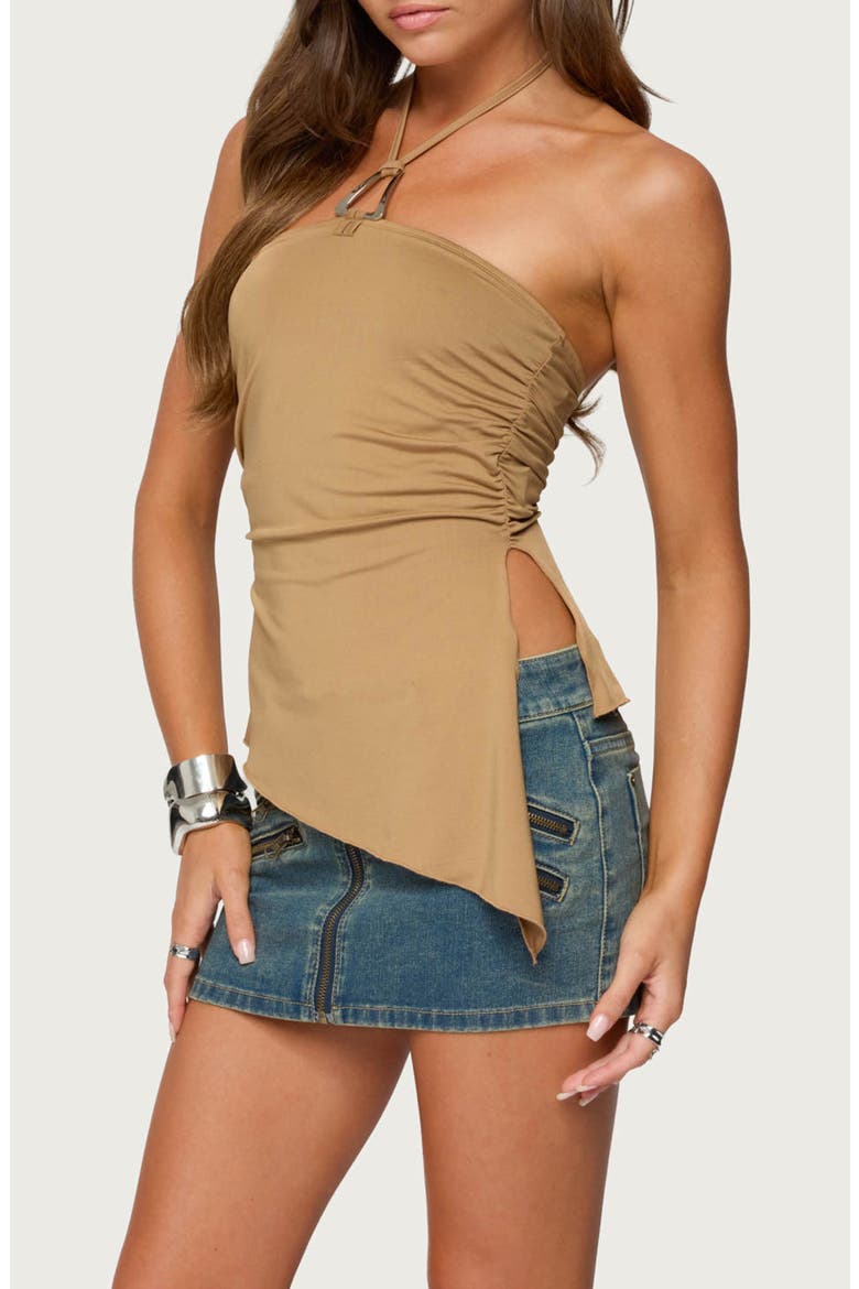 Malena Asymmetric Halter Top, Alternate, color, LIGHT-BROWN
